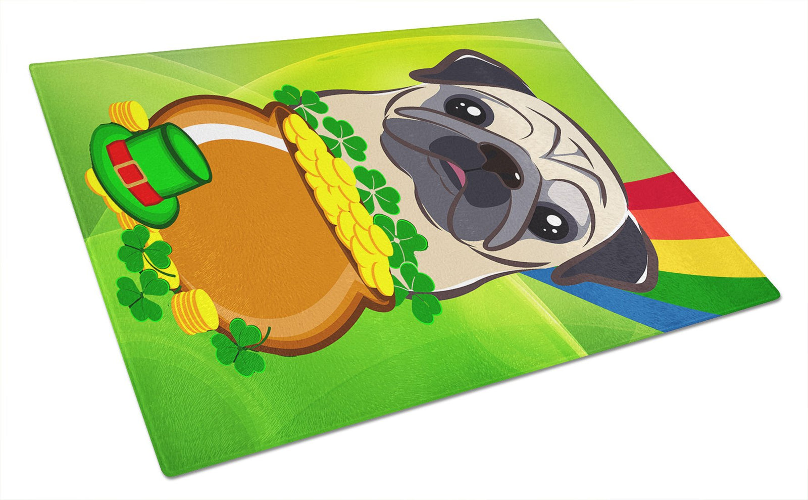Fawn Pug St. Patrick's Day Glass Cutting Board Large BB2006LCB by Caroline's Treasures