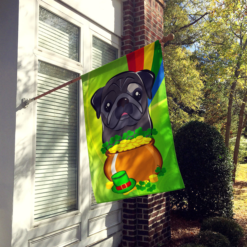 Black Pug St. Patrick's Day Flag Canvas House Size BB2007CHF  the-store.com.