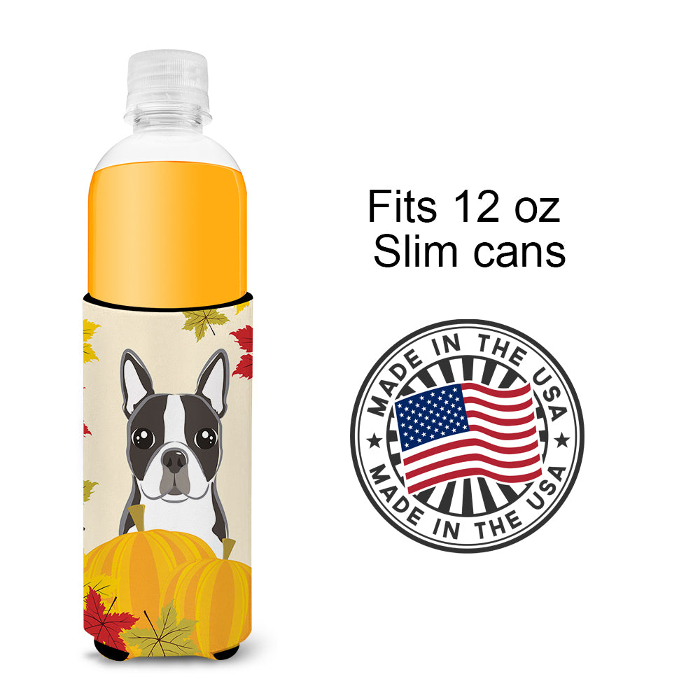 Boston Terrier Thanksgiving  Ultra Beverage Insulator for slim cans BB2009MUK