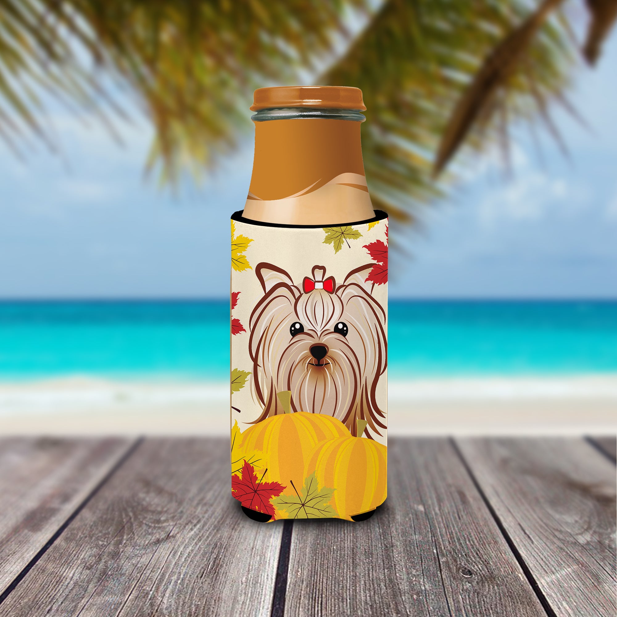 Yorkie Yorkshire Terrier Thanksgiving Michelob Ultra Beverage Isolateur pour canettes minces BB2010MUK
