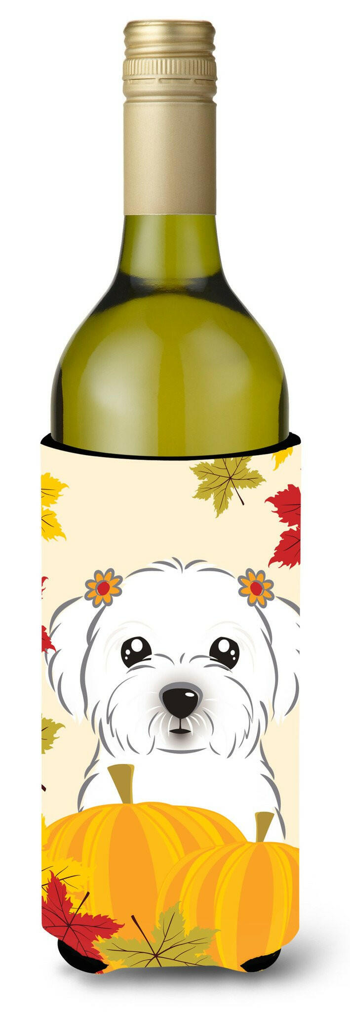 Maltese Thanksgiving Wine Bottle Beverage Insulator Hugger BB2014LITERK by Caroline&#39;s Treasures
