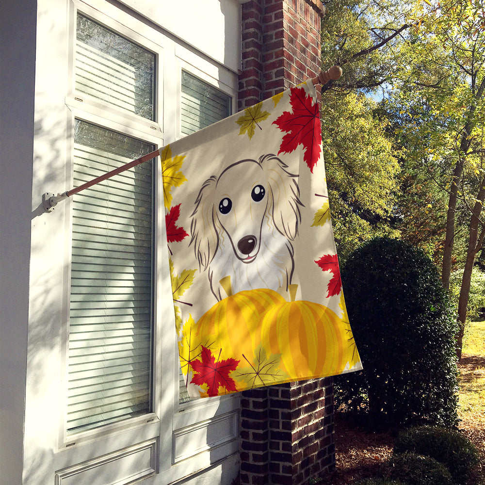 Longhair Creme Dachshund Thanksgiving Flag Canvas House Size BB2018CHF
