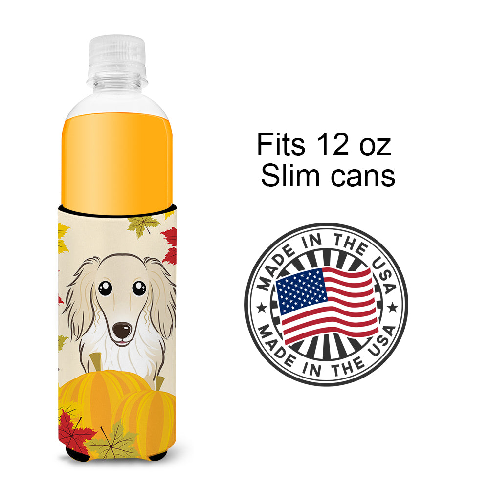 Longhair Creme Dachshund Thanksgiving  Ultra Beverage Insulator for slim cans BB2018MUK  the-store.com.