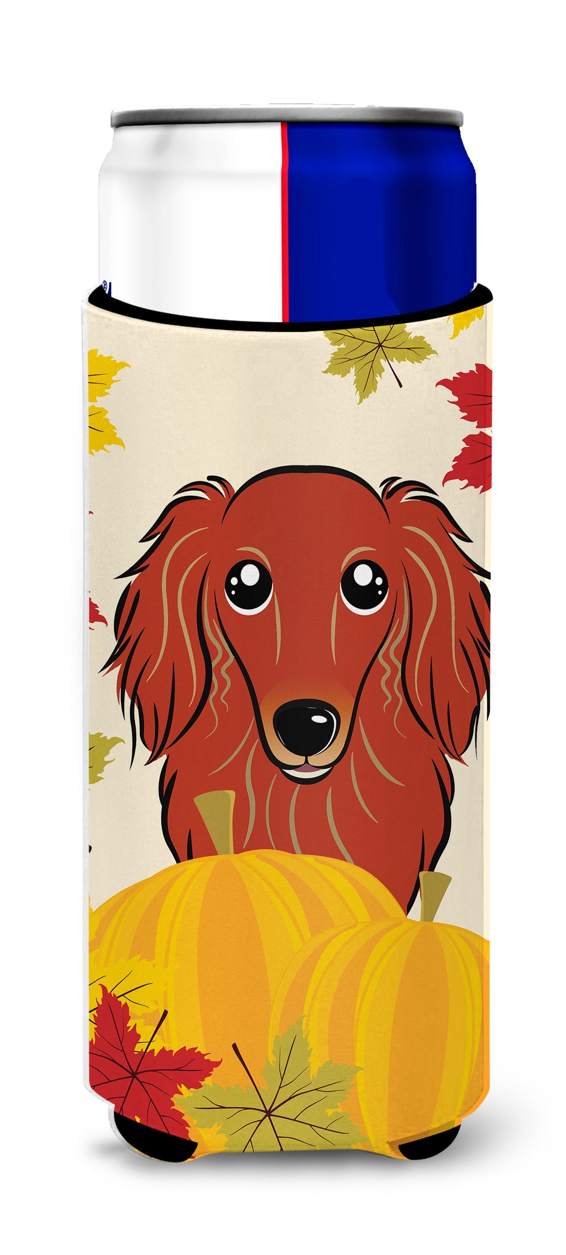 Longhair Red Dachshund Thanksgiving  Ultra Beverage Insulator for slim cans BB2020MUK  the-store.com.