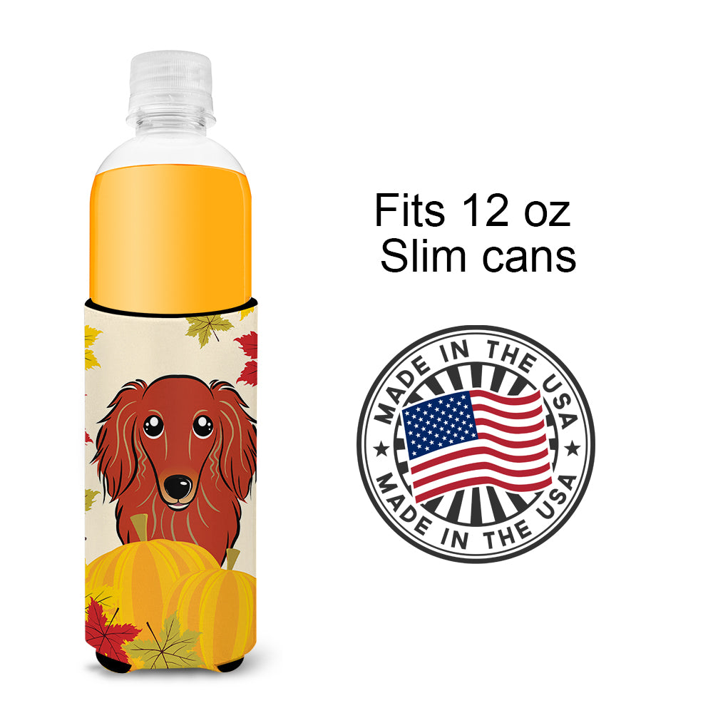 Longhair Red Dachshund Thanksgiving  Ultra Beverage Insulator for slim cans BB2020MUK