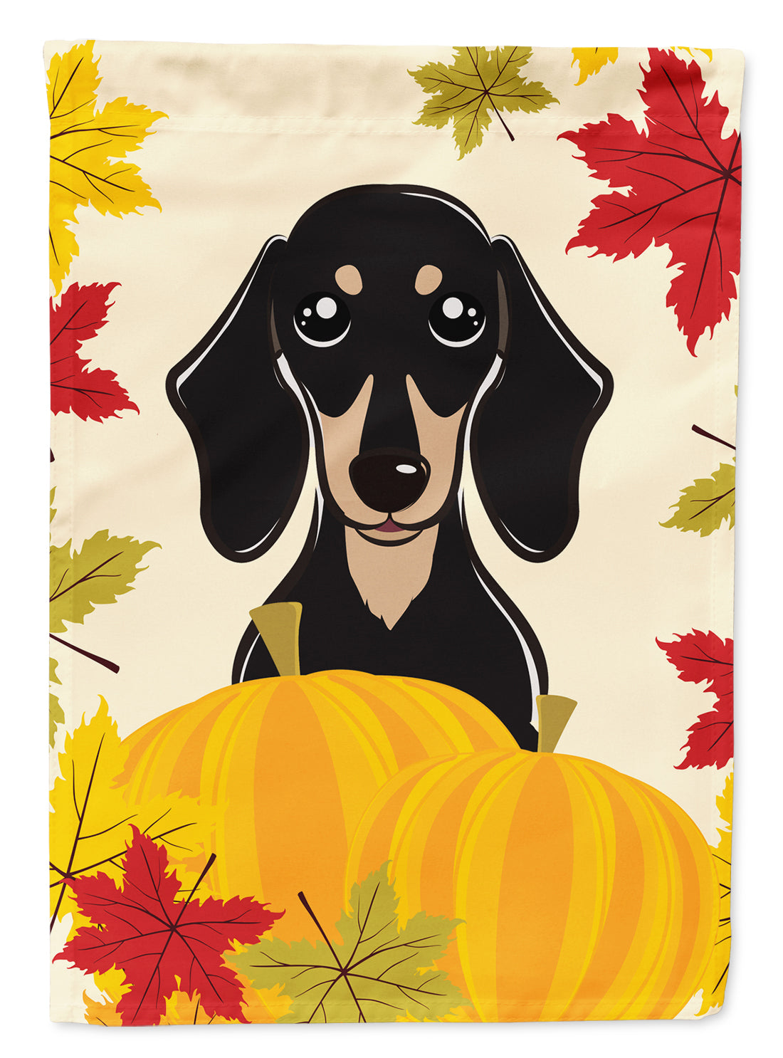 Smooth Black and Tan Dachshund Thanksgiving Flag Canvas House Size BB2021CHF  the-store.com.