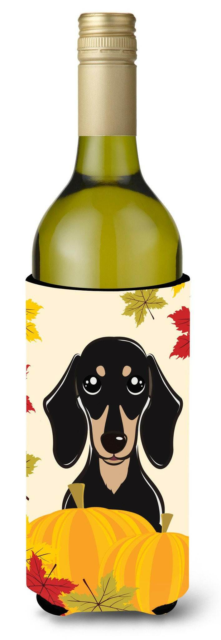 Smooth Black and Tan Dachshund Thanksgiving Wine Bottle Beverage Insulator Hugger BB2021LITERK by Caroline&#39;s Treasures