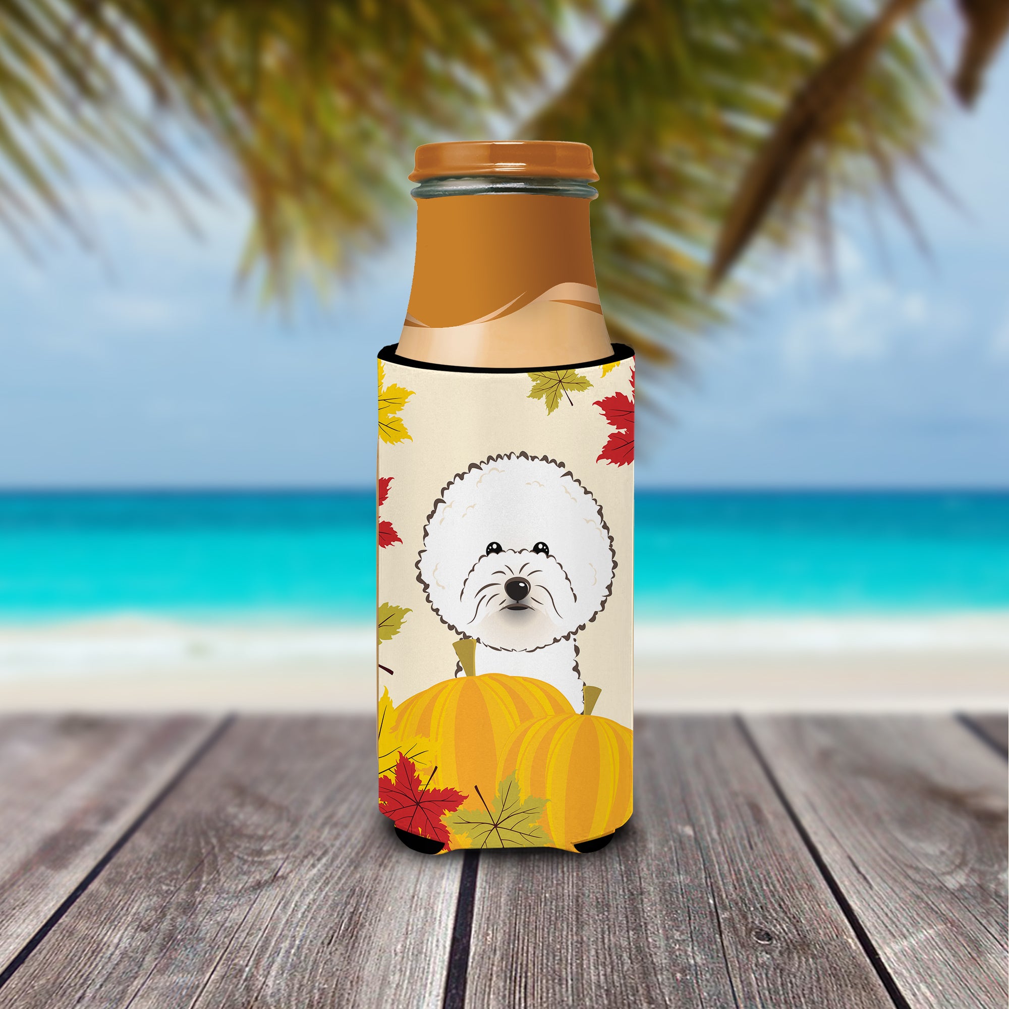 Bichon Frise Thanksgiving  Ultra Beverage Insulator for slim cans BB2023MUK  the-store.com.