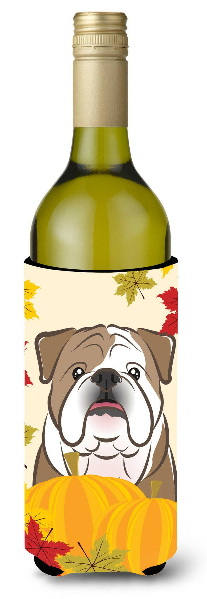 English Bulldog Thanksgiving Wine Bottle Beverage Insulator Hugger BB2025LITERK by Caroline&#39;s Treasures