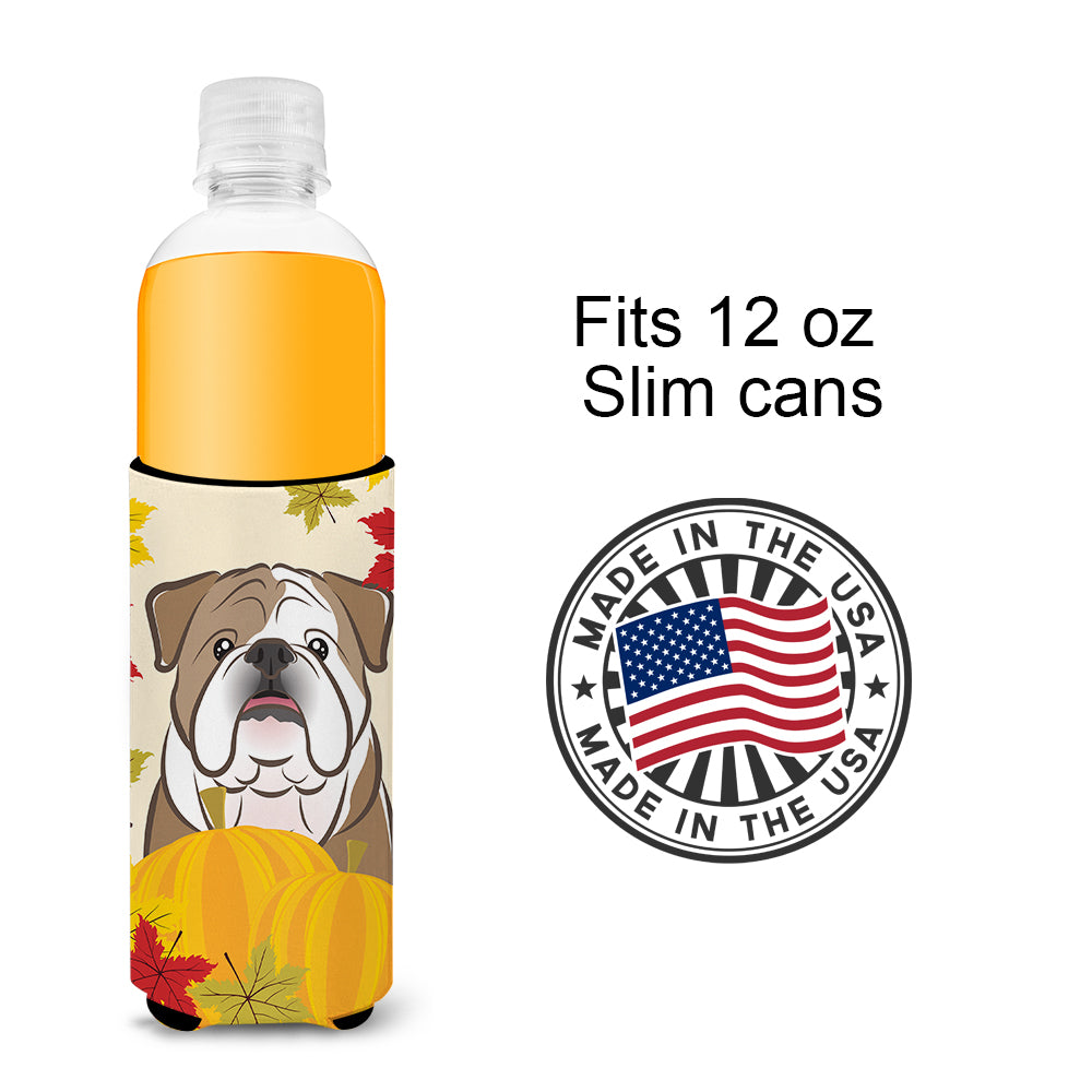 English Bulldog Thanksgiving  Ultra Beverage Insulator for slim cans BB2025MUK