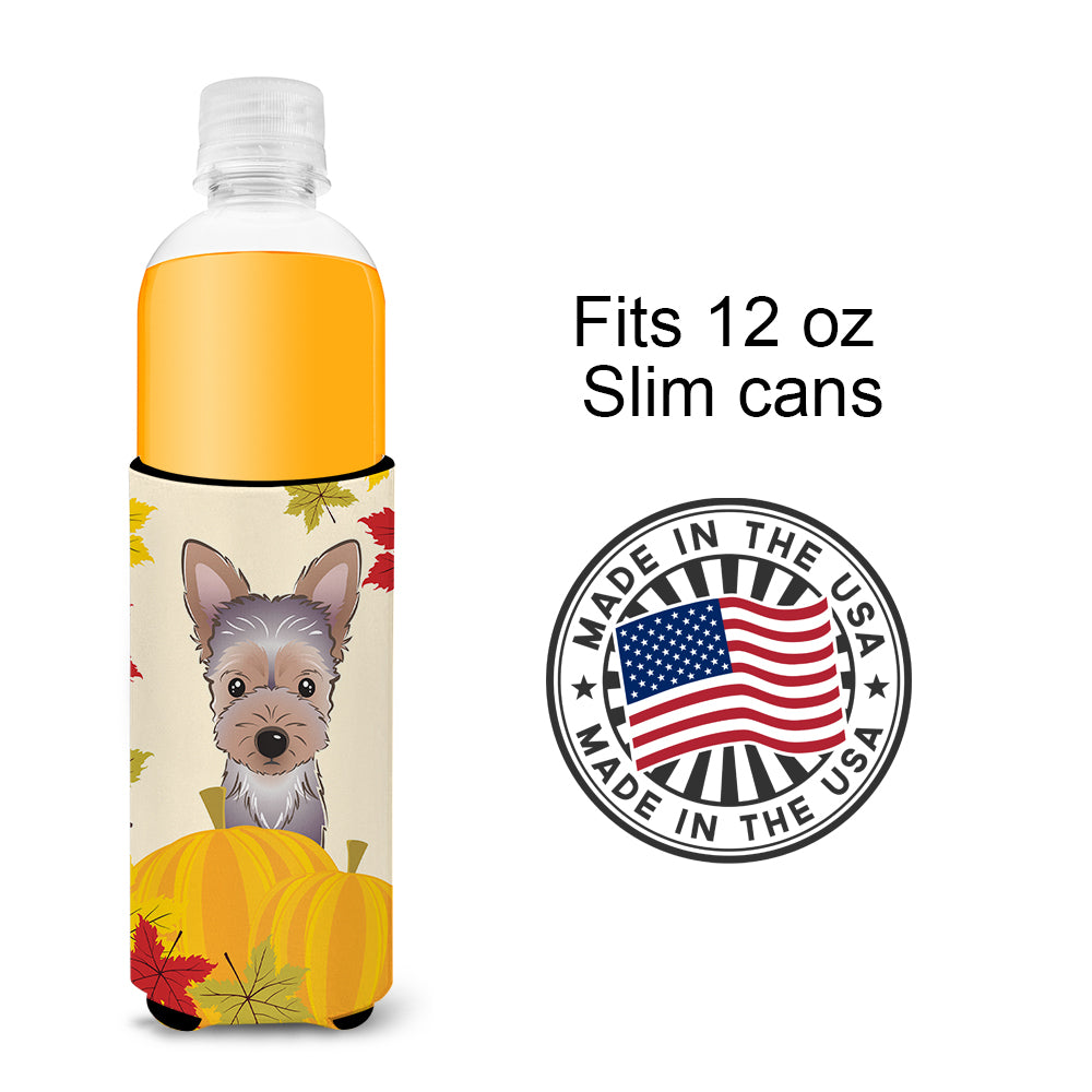 Yorkie Puppy Thanksgiving  Ultra Beverage Insulator for slim cans BB2038MUK  the-store.com.