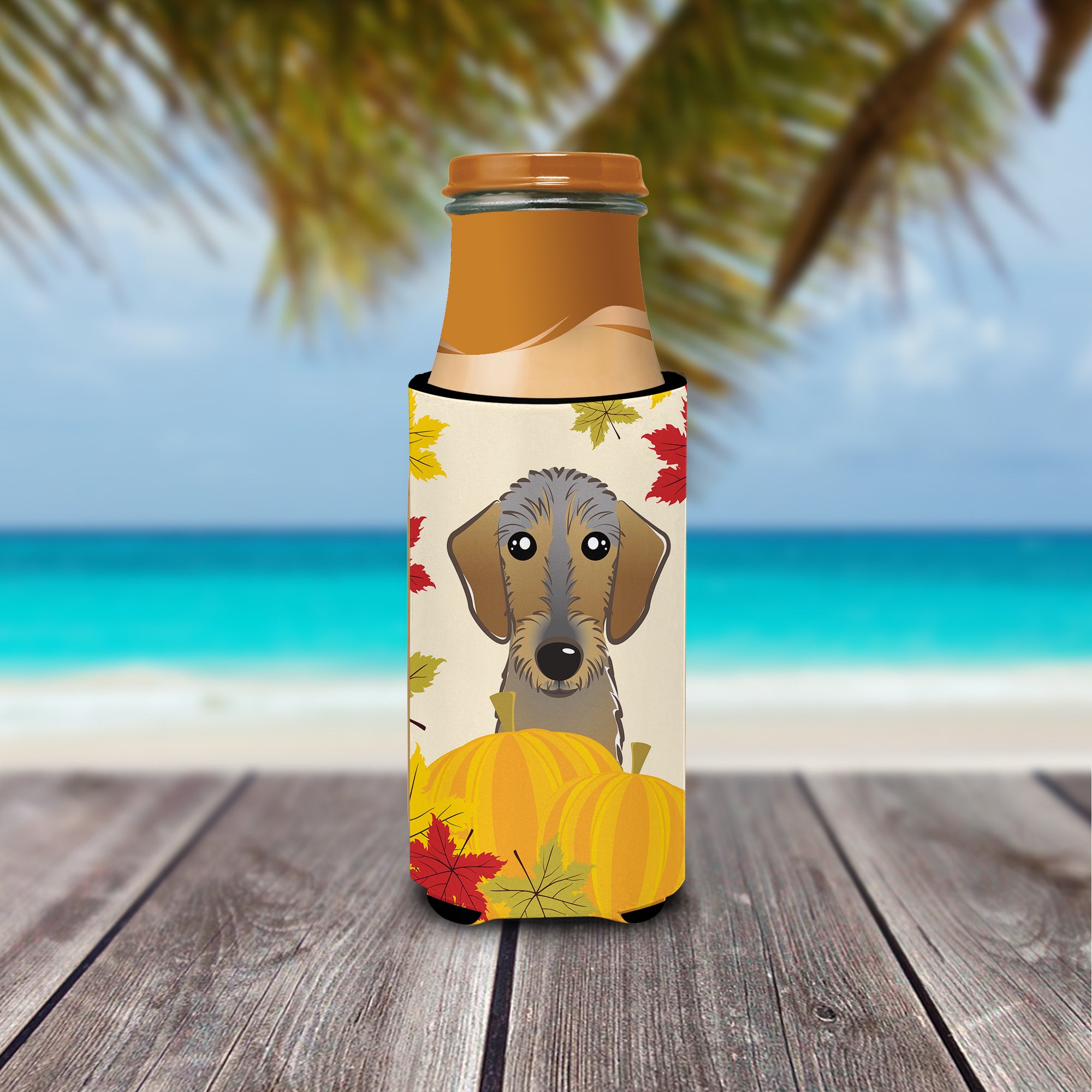 Wirehaired Dachshund Thanksgiving  Ultra Beverage Insulator for slim cans BB2039MUK  the-store.com.