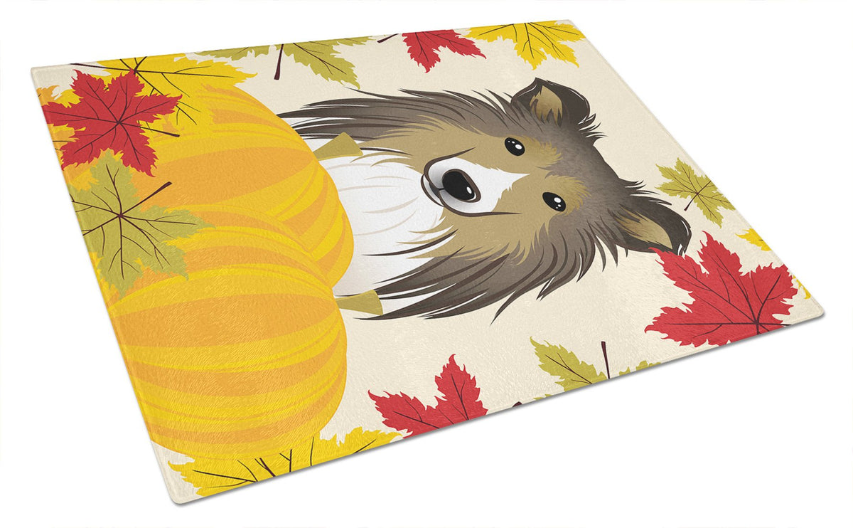 Sheltie Thanksgiving Glass Cutting Board Large BB2048LCB by Caroline&#39;s Treasures