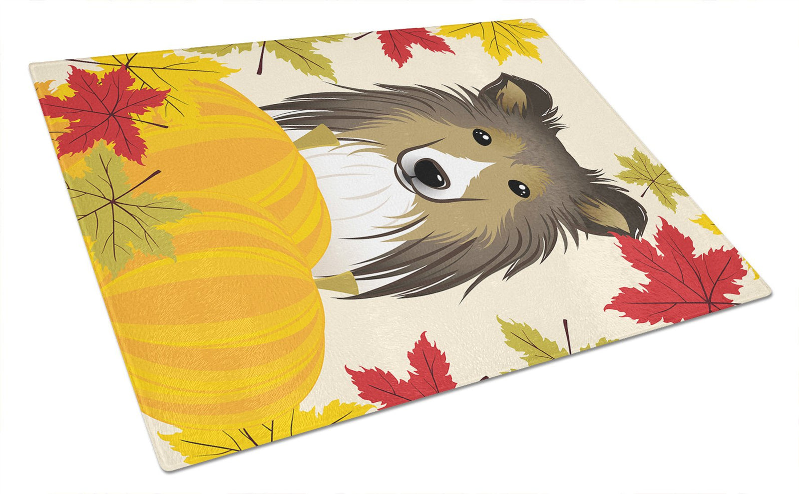 Sheltie Thanksgiving Glass Cutting Board Large BB2048LCB by Caroline's Treasures