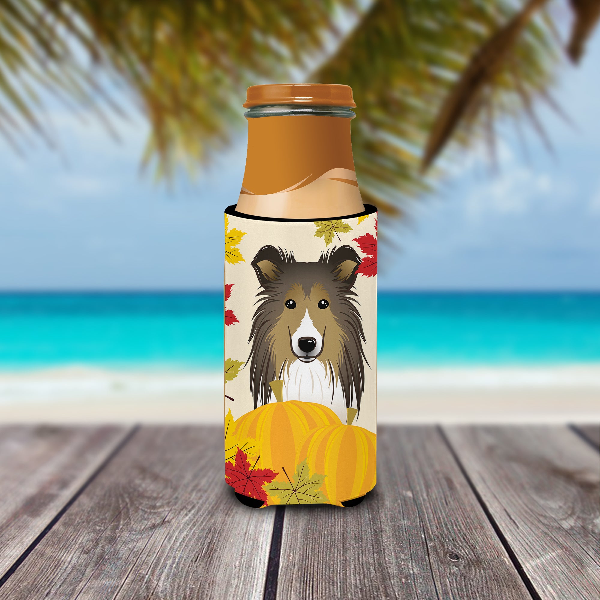 Sheltie Thanksgiving  Ultra Beverage Insulator for slim cans BB2048MUK  the-store.com.
