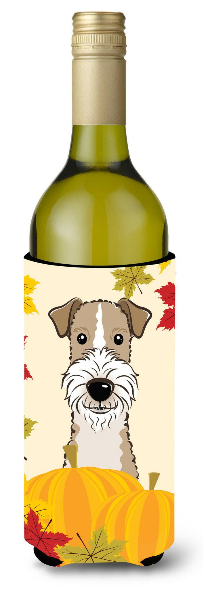 Wire Haired Fox Terrier Thanksgiving Wine Bottle Beverage Insulator Hugger BB2053LITERK by Caroline&#39;s Treasures