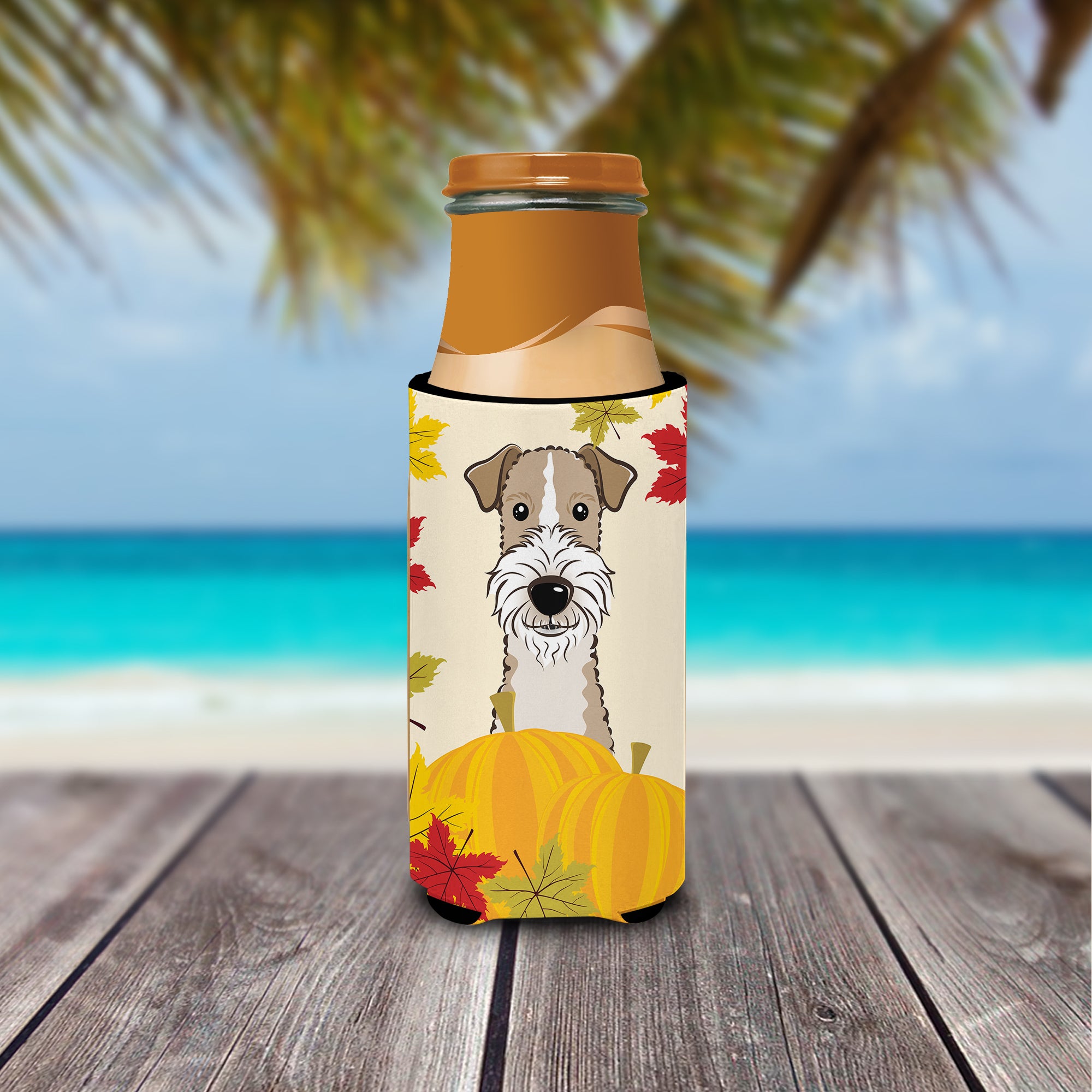 Wire Haired Fox Terrier Thanksgiving Michelob Ultra Beverage Isolateur pour canettes minces BB2053MUK