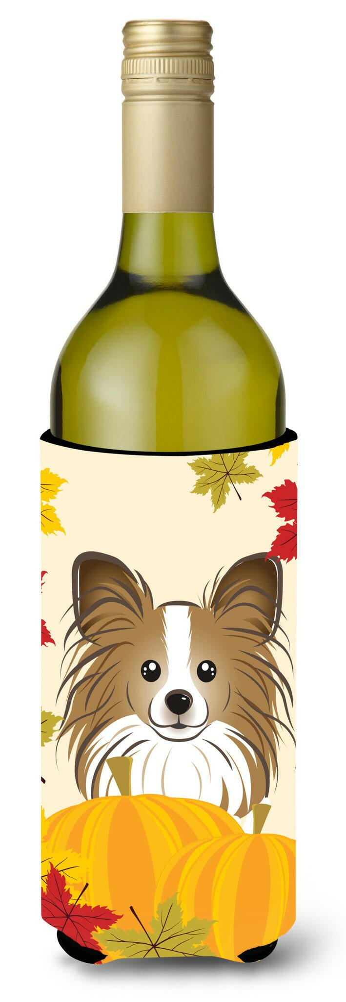 Papillon Thanksgiving Wine Bottle Beverage Insulator Hugger BB2054LITERK by Caroline's Treasures