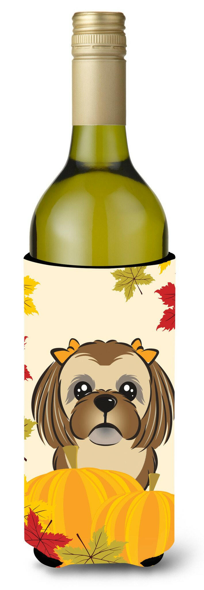 Chocolate Brown Shih Tzu Thanksgiving Wine Bottle Beverage Insulator Hugger BB2055LITERK by Caroline&#39;s Treasures