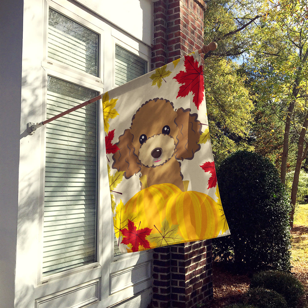 Chocolate Brown Poodle Thanksgiving Flag Canvas House Size BB2062CHF  the-store.com.