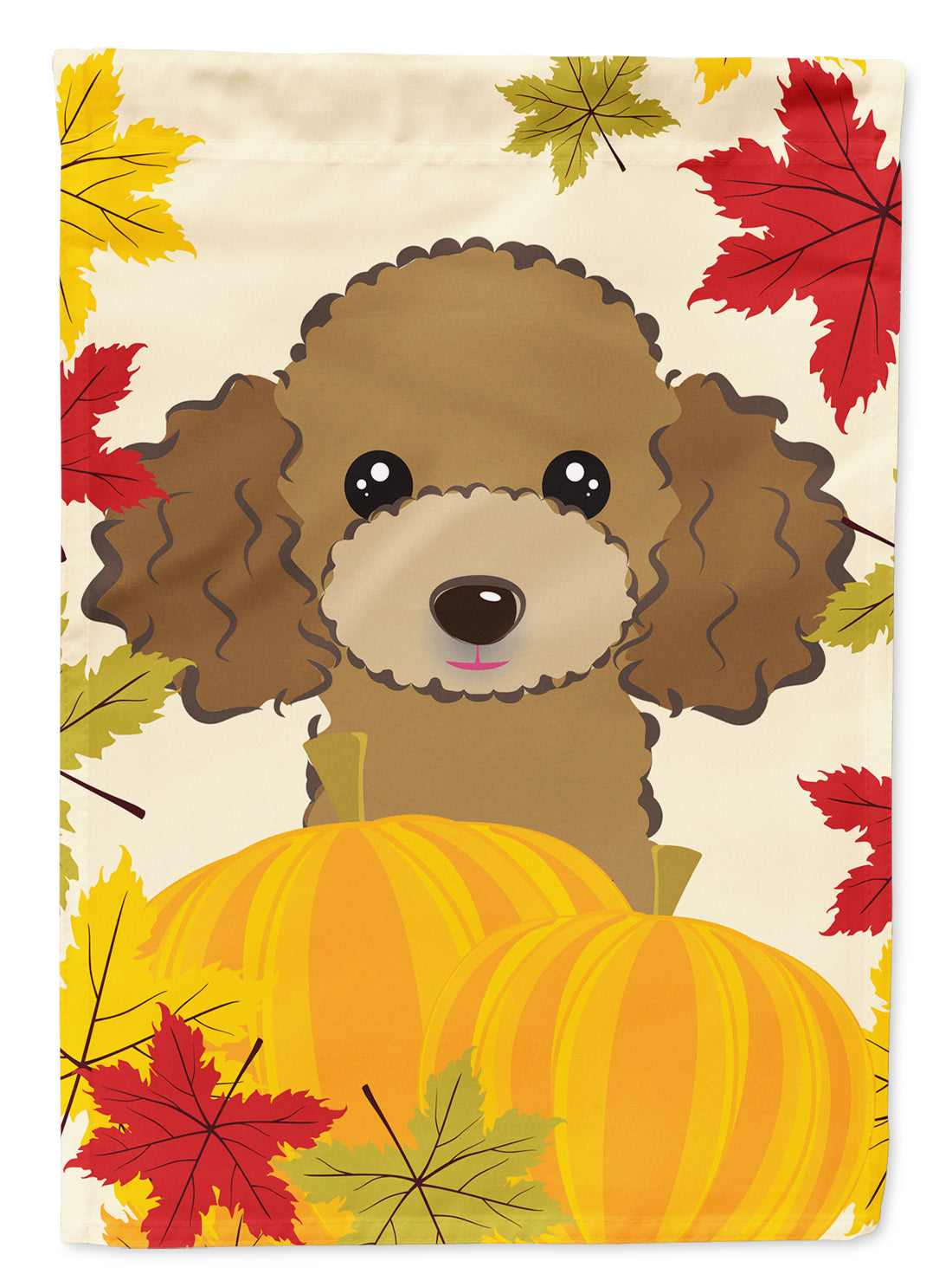 Chocolate Brown Poodle Thanksgiving Flag Canvas House Size BB2062CHF