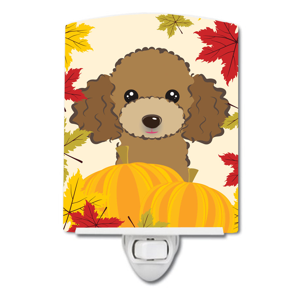 Chocolate Brown Poodle Thanksgiving Ceramic Night Light BB2062CNL - the-store.com