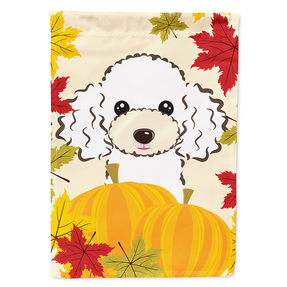 White Poodle Thanksgiving Flag Canvas House Size BB2063CHF  the-store.com.