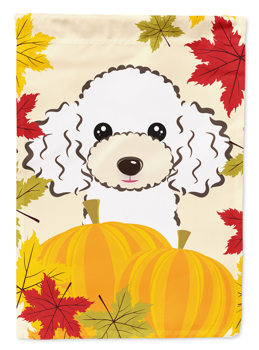 White Poodle Thanksgiving Flag Garden Size BB2063GF