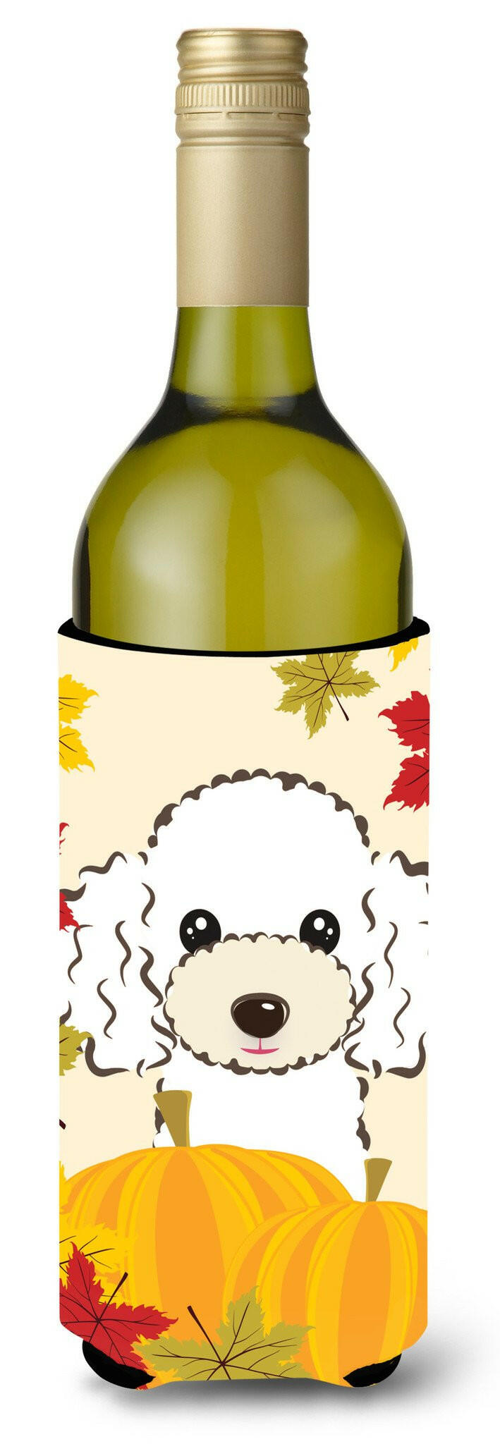 White Poodle Thanksgiving Wine Bottle Beverage Insulator Hugger BB2063LITERK by Caroline&#39;s Treasures