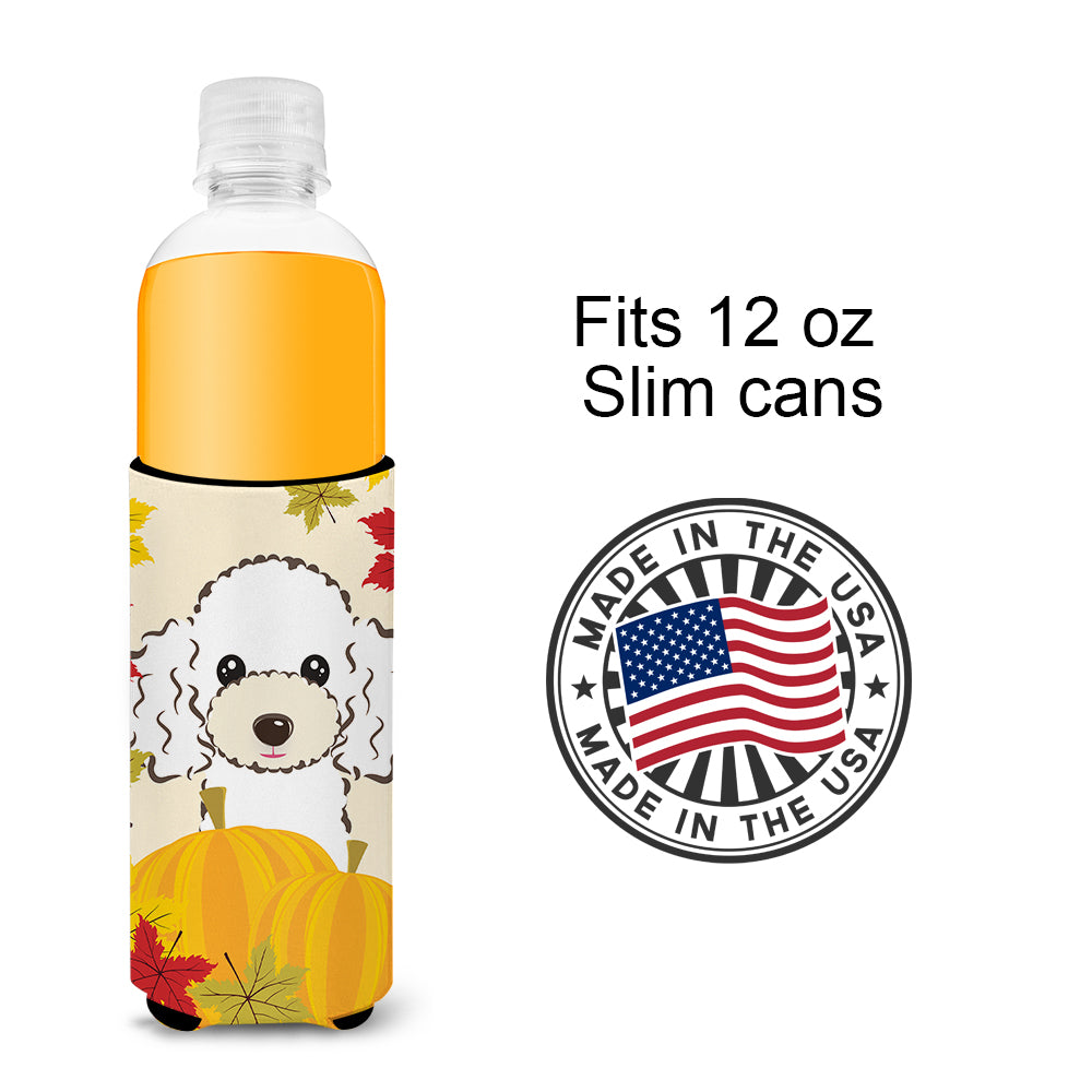 White Poodle Thanksgiving  Ultra Beverage Insulator for slim cans BB2063MUK
