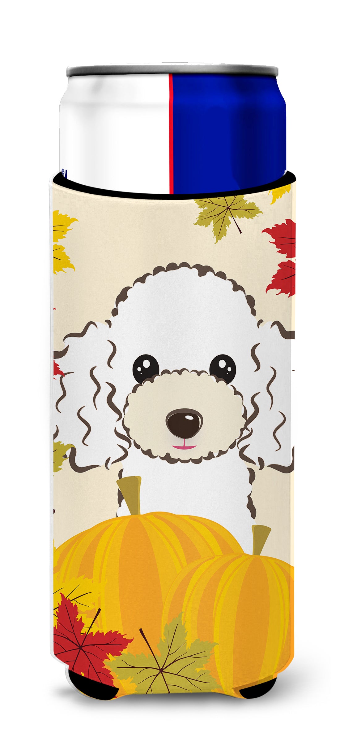 White Poodle Thanksgiving  Ultra Beverage Insulator for slim cans BB2063MUK  the-store.com.