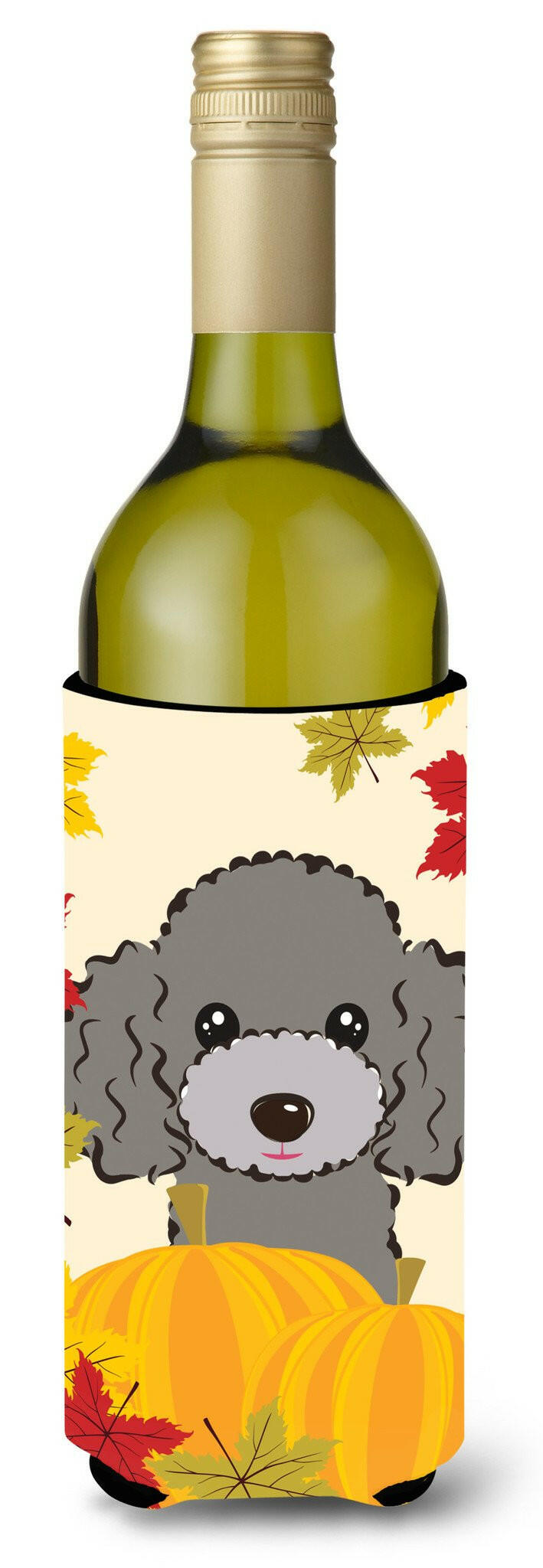 Silver Gray Poodle Thanksgiving Wine Bottle Beverage Insulator Hugger BB2065LITERK by Caroline's Treasures