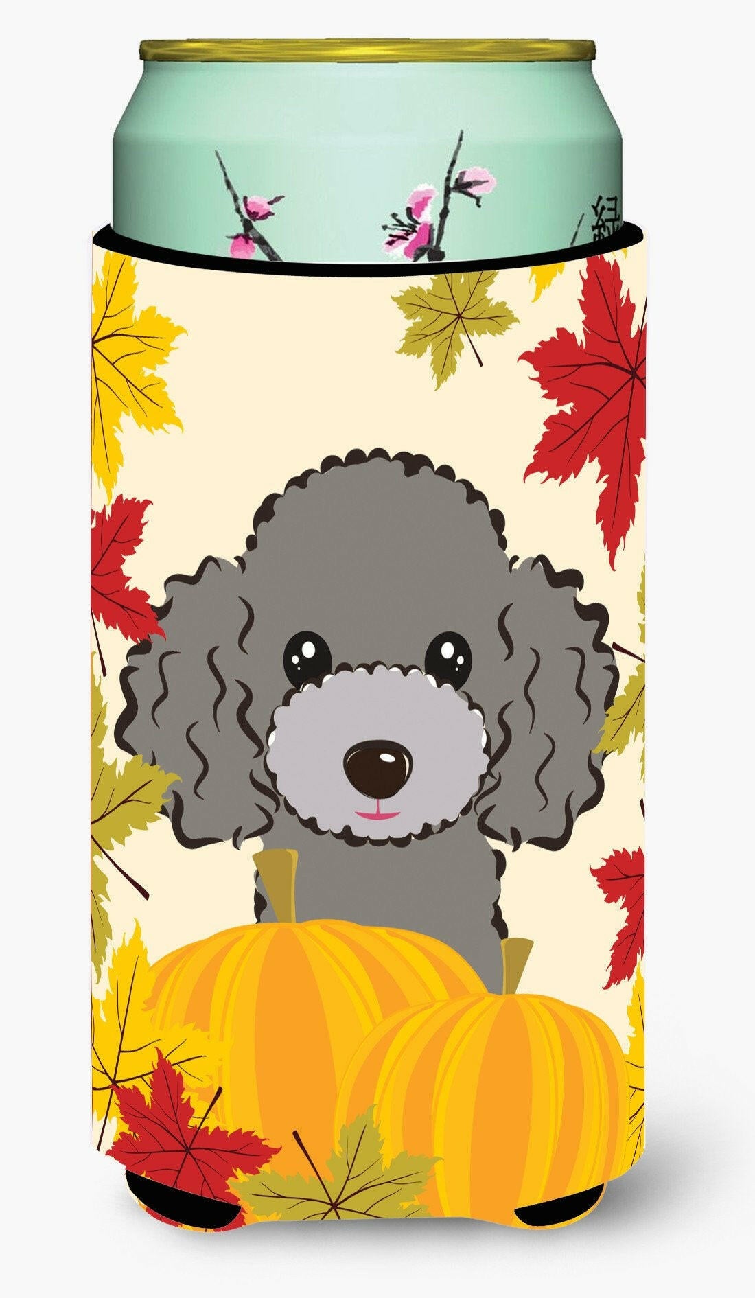 Silver Gray Poodle Thanksgiving Tall Boy Beverage Insulator  Hugger BB2065TBC by Caroline&#39;s Treasures