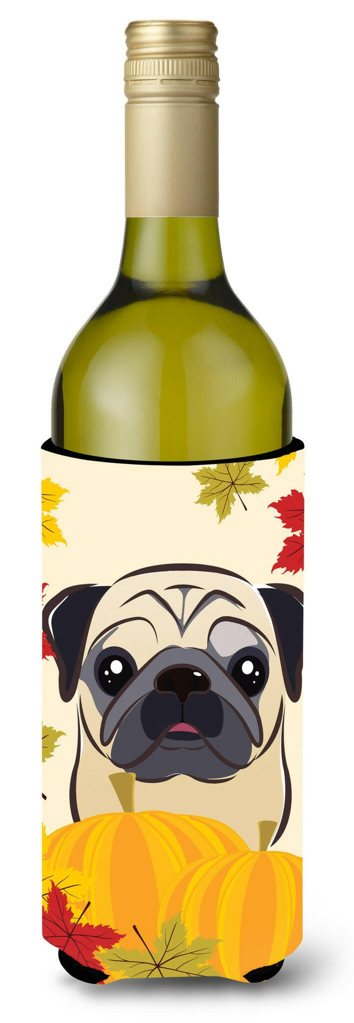 Fawn Pug Thanksgiving Wine Bottle Beverage Insulator Hugger BB2068LITERK by Caroline&#39;s Treasures