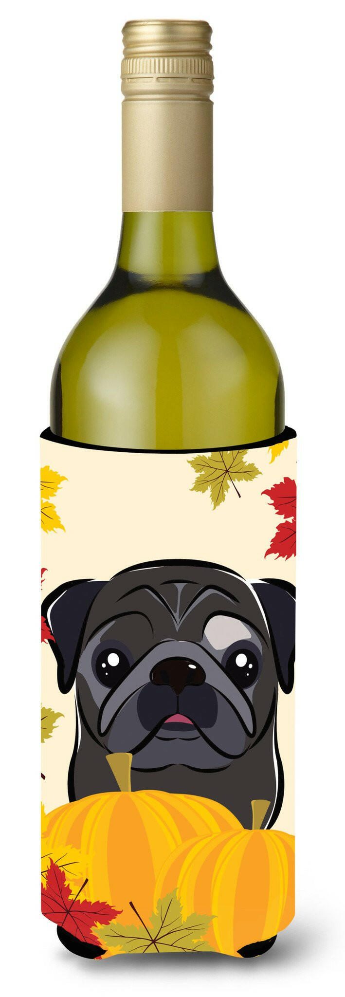 Black Pug Thanksgiving Wine Bottle Beverage Insulator Hugger BB2069LITERK by Caroline&#39;s Treasures