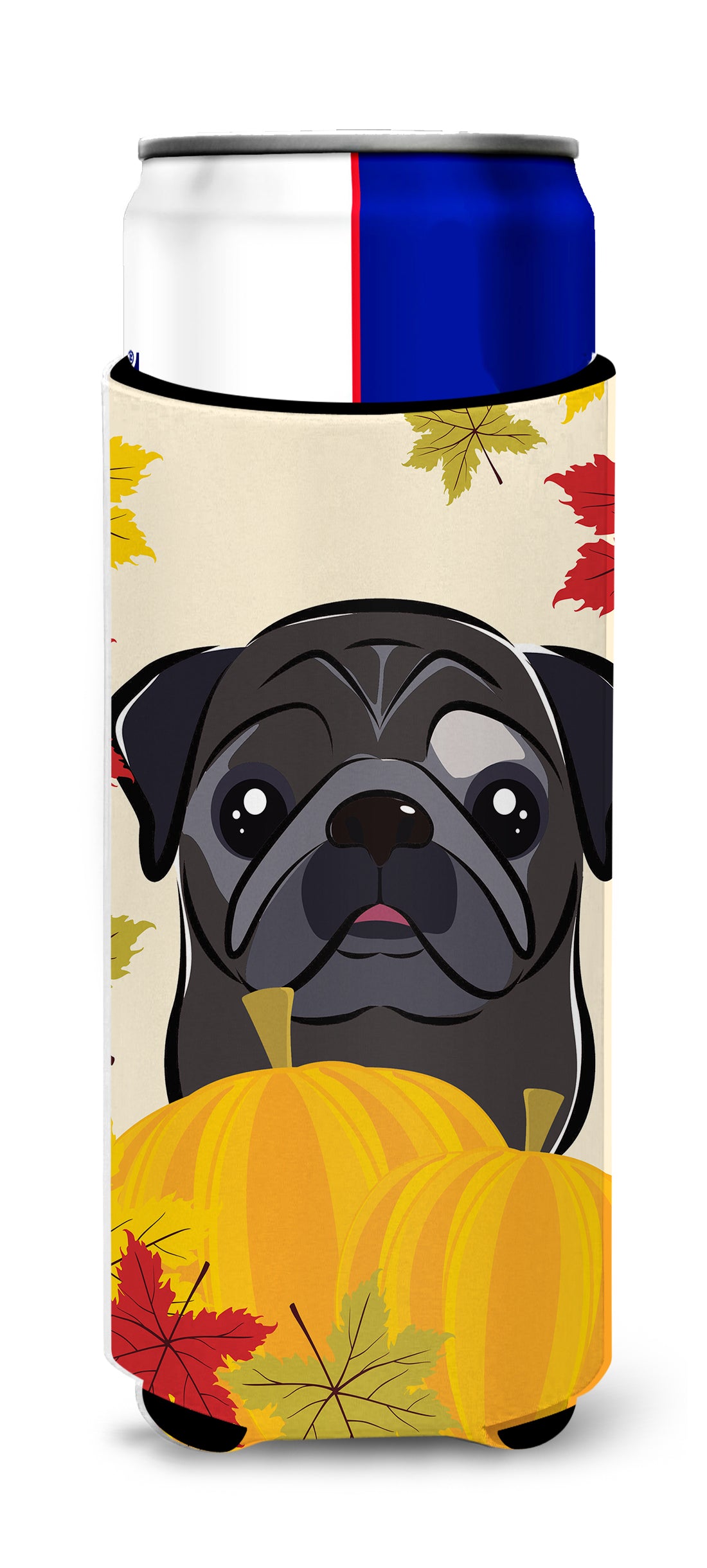 Black Pug Thanksgiving  Ultra Beverage Insulator for slim cans BB2069MUK  the-store.com.