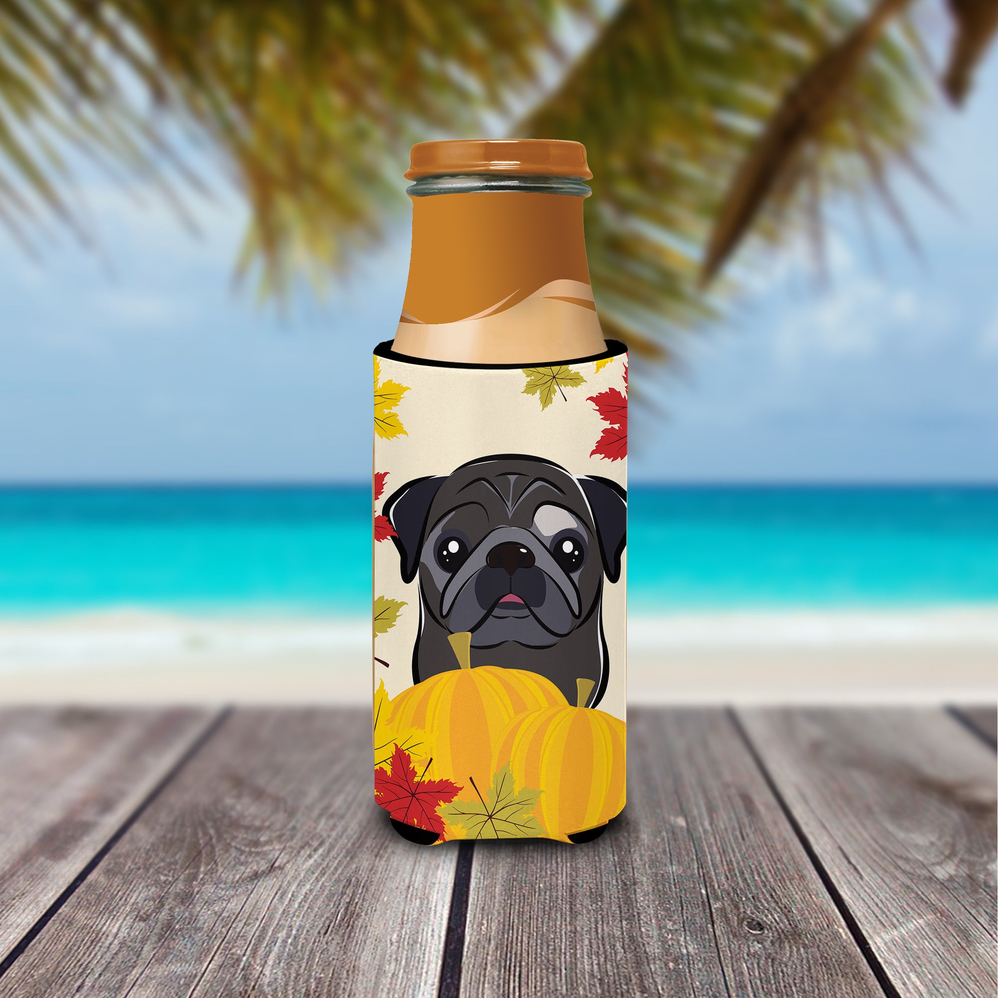 Black Pug Thanksgiving  Ultra Beverage Insulator for slim cans BB2069MUK  the-store.com.