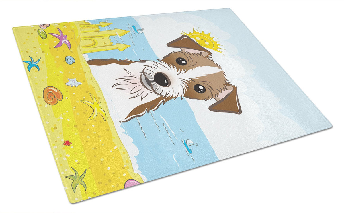 Jack Russell Terrier Summer Beach Glass Cutting Board Large BB2070LCB by Caroline&#39;s Treasures