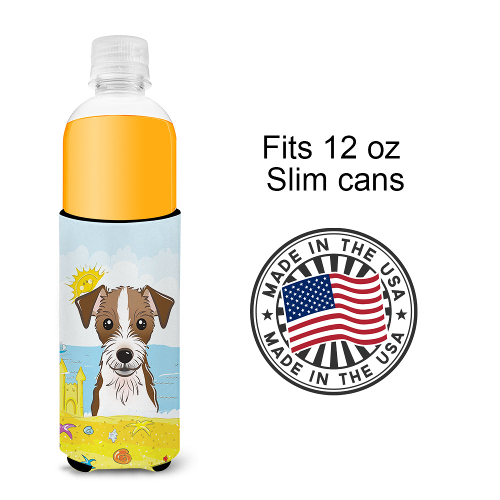 Jack Russell Terrier Summer Beach Michelob Ultra Beverage Isolateurs pour canettes minces BB2070MUK