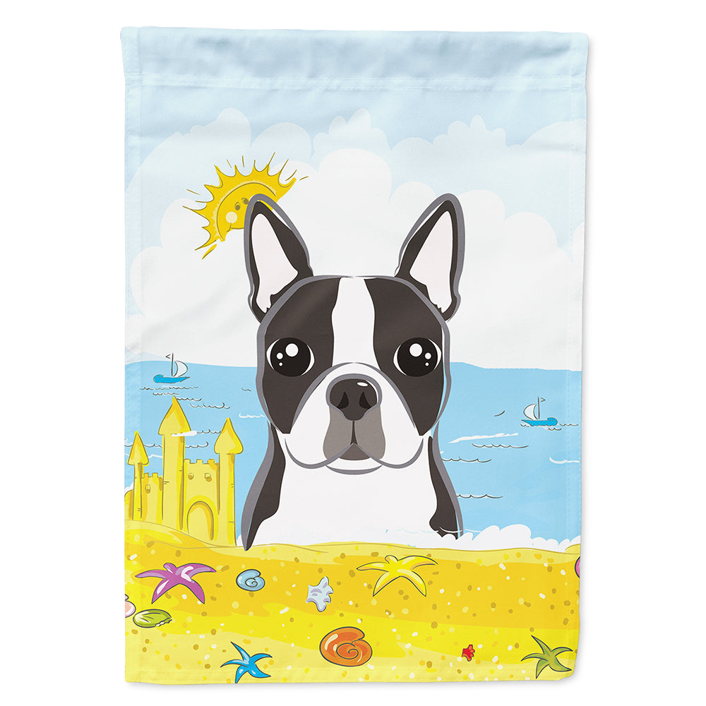 Boston Terrier Summer Beach Flag Canvas House Size BB2071CHF  the-store.com.
