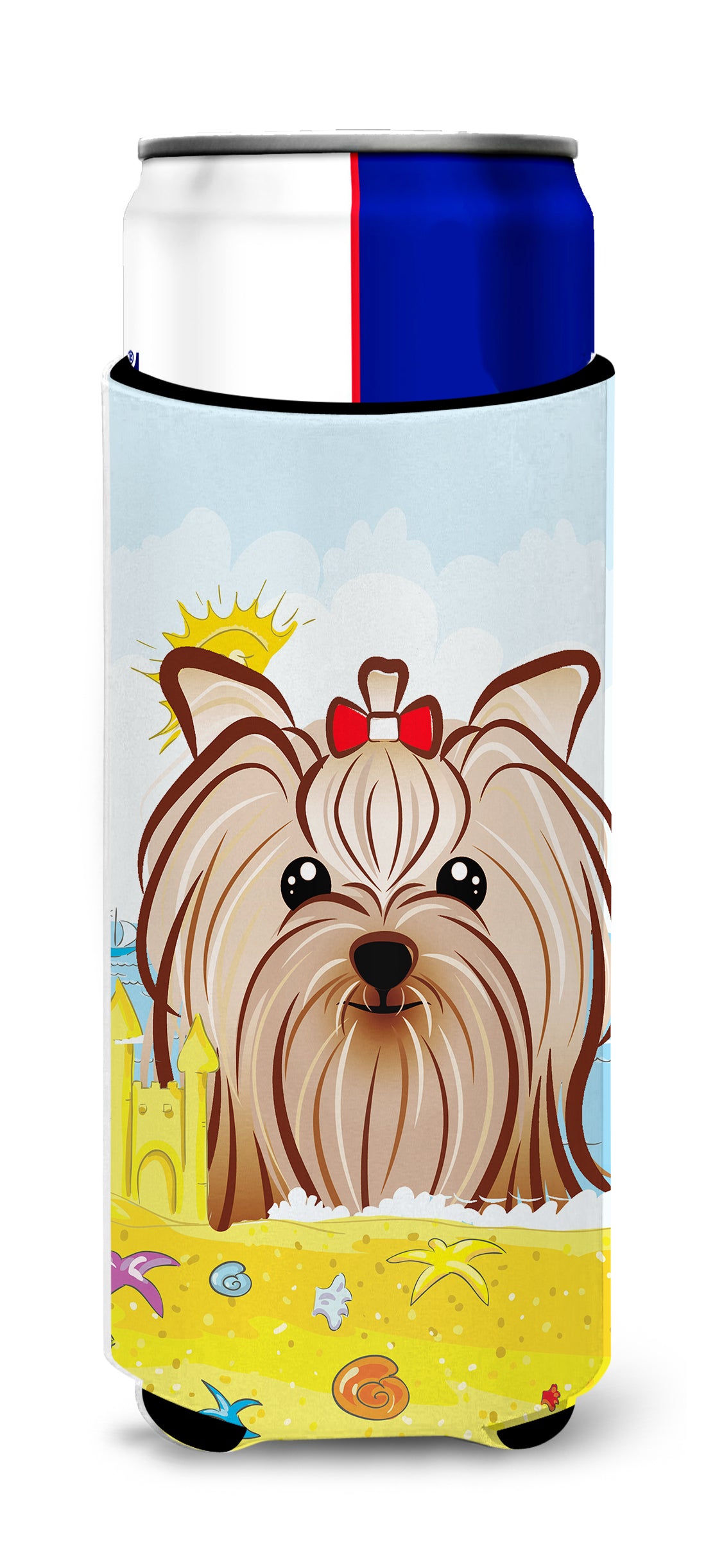 Yorkie Yorkshire Terrier Summer Beach  Ultra Beverage Insulator for slim cans BB2072MUK  the-store.com.