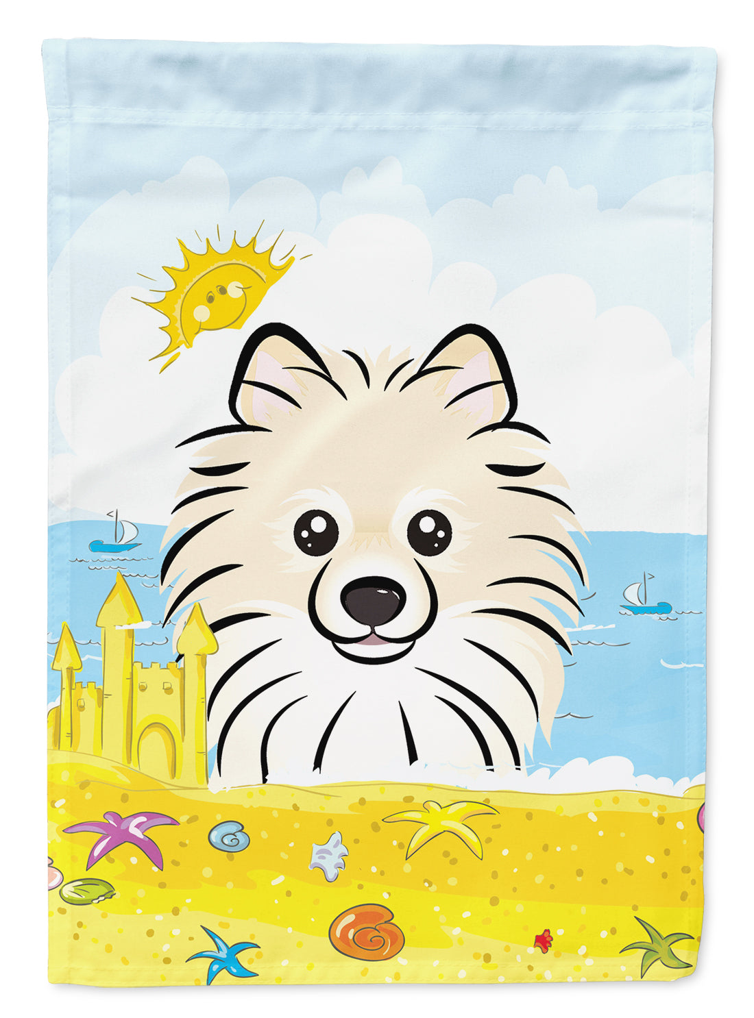 Pomeranian Summer Beach Flag Garden Size BB2075GF.