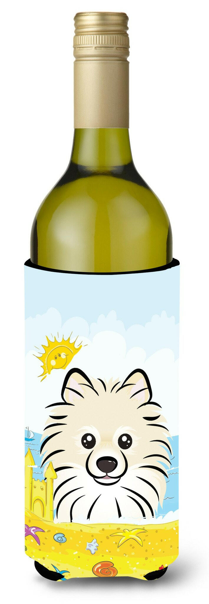 Pomeranian Summer Beach Wine Bottle Beverage Insulator Hugger BB2075LITERK by Caroline&#39;s Treasures