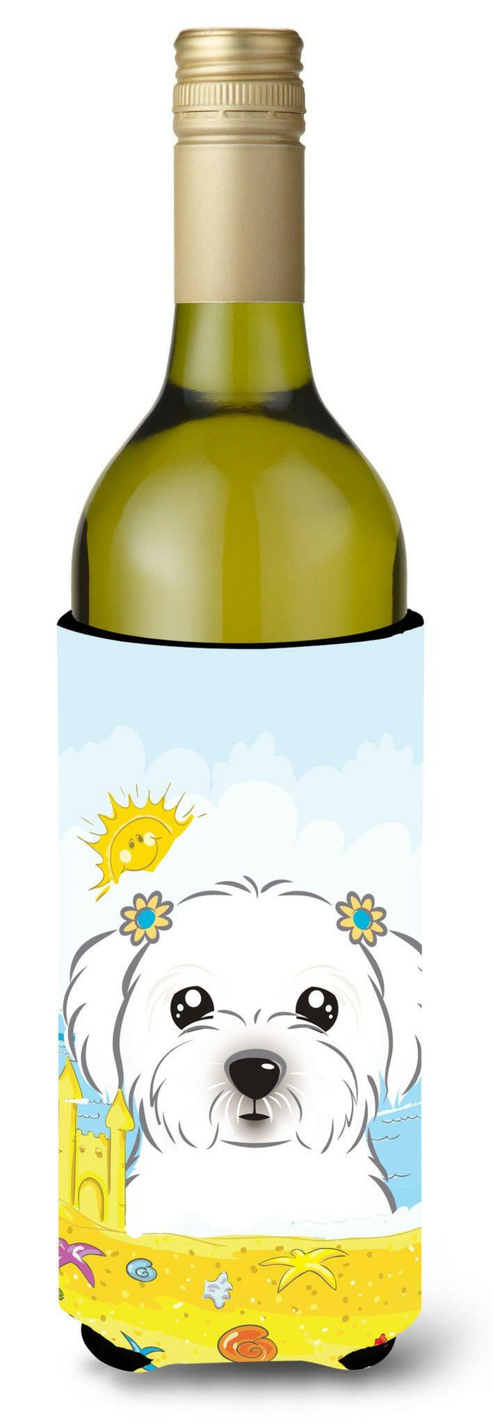 Maltese Summer Beach Wine Bottle Beverage Insulator Hugger BB2076LITERK by Caroline&#39;s Treasures