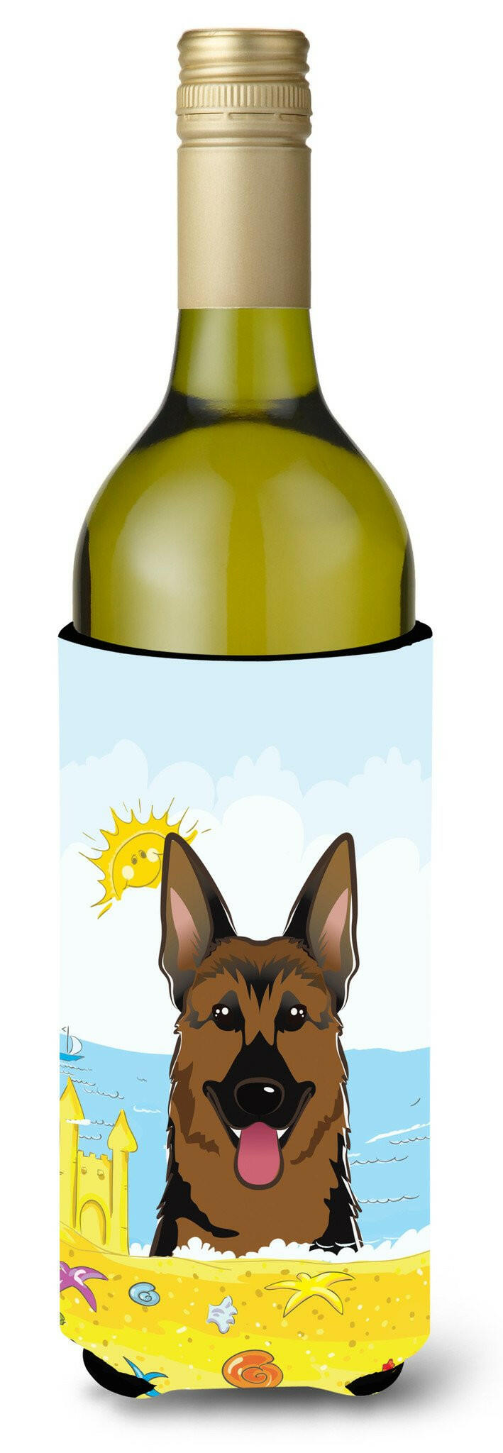 German Shepherd Summer Beach Wine Bottle Beverage Insulator Hugger BB2079LITERK by Caroline&#39;s Treasures