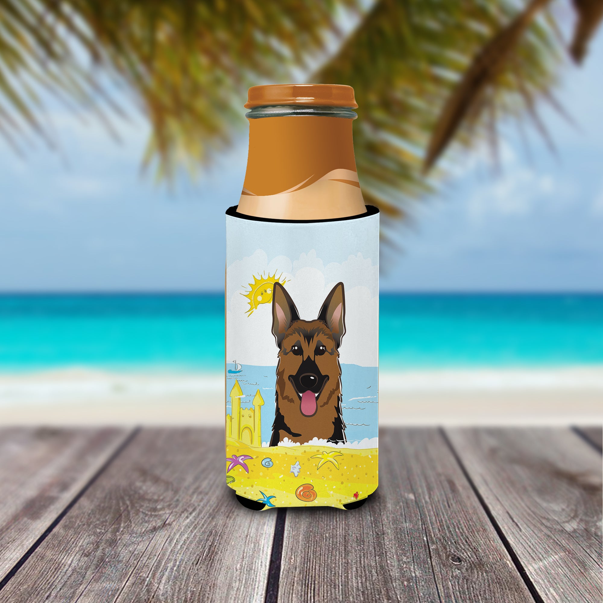 German Shepherd Summer Beach  Ultra Beverage Insulator for slim cans BB2079MUK