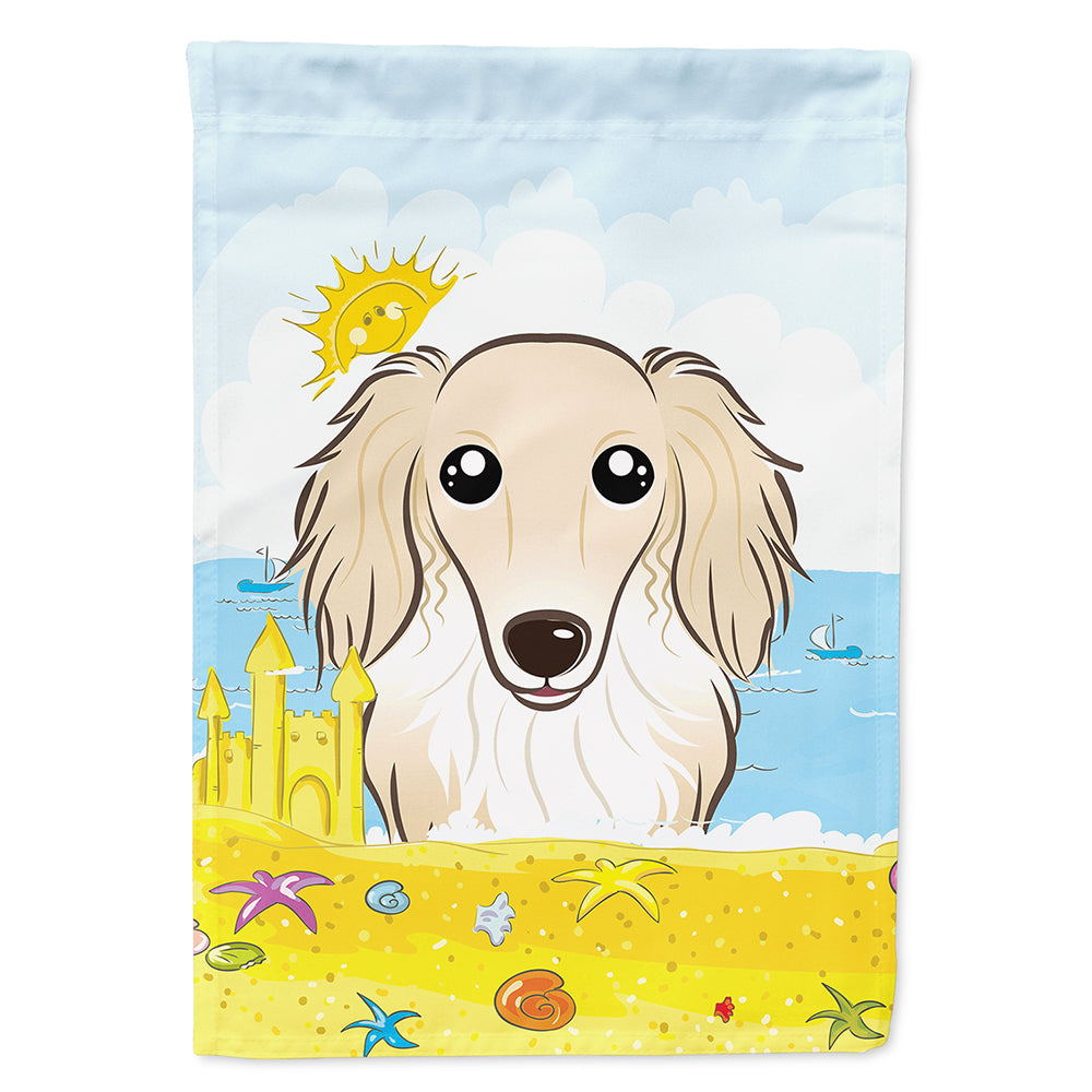 Longhair Creme Dachshund Summer Beach Flag Canvas House Size BB2080CHF