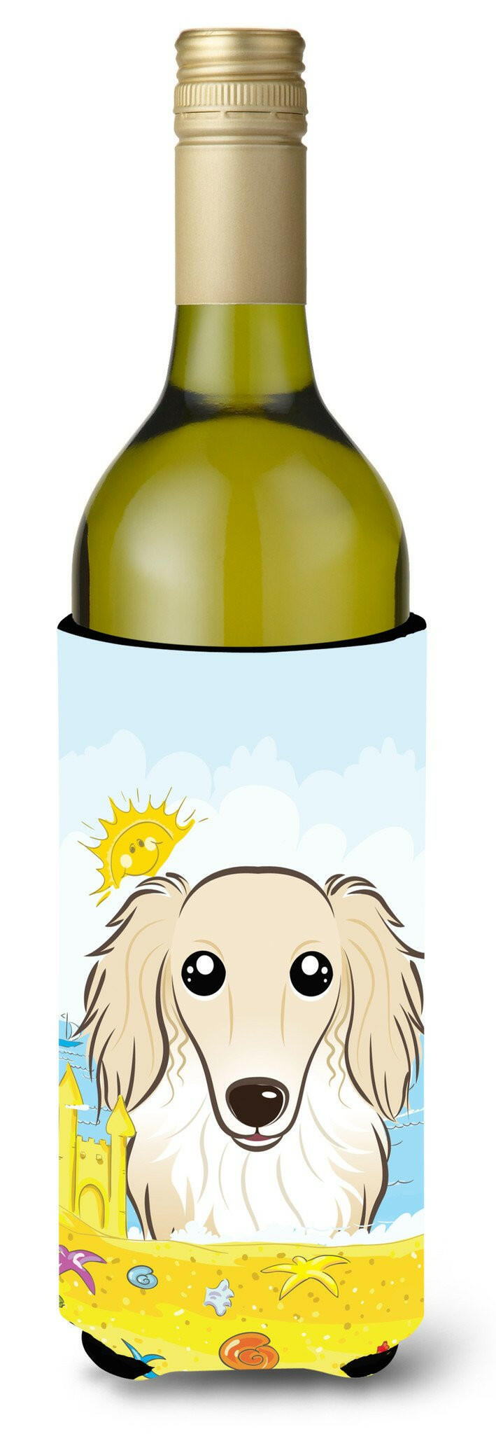 Longhair Creme Dachshund Summer Beach Wine Bottle Beverage Insulator Hugger BB2080LITERK by Caroline&#39;s Treasures