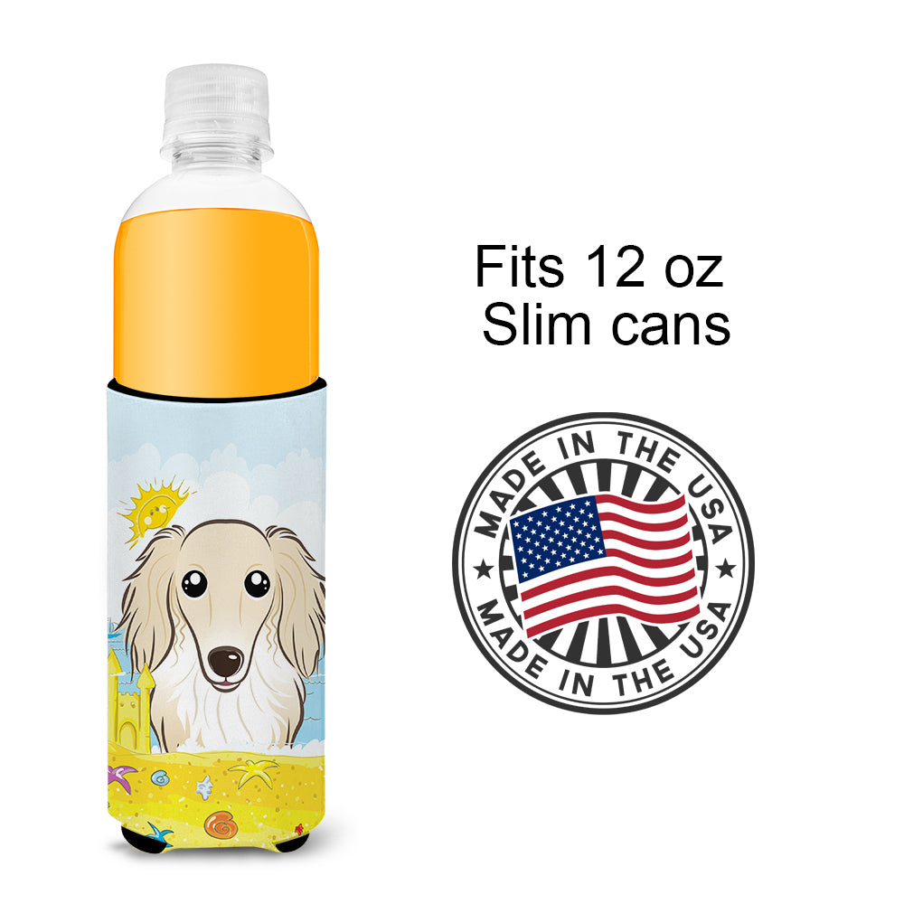 Longhair Creme Dachshund Summer Beach  Ultra Beverage Insulator for slim cans BB2080MUK