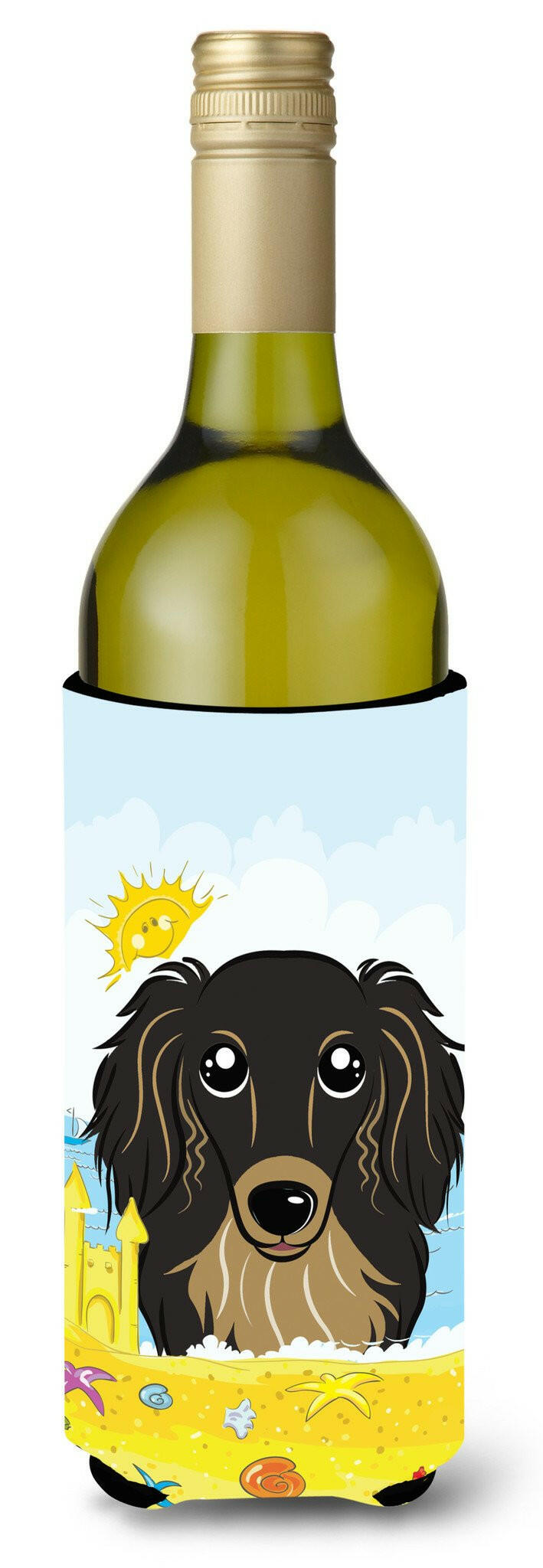Longhair Black and Tan Dachshund Summer Beach Wine Bottle Beverage Insulator Hugger BB2081LITERK by Caroline's Treasures